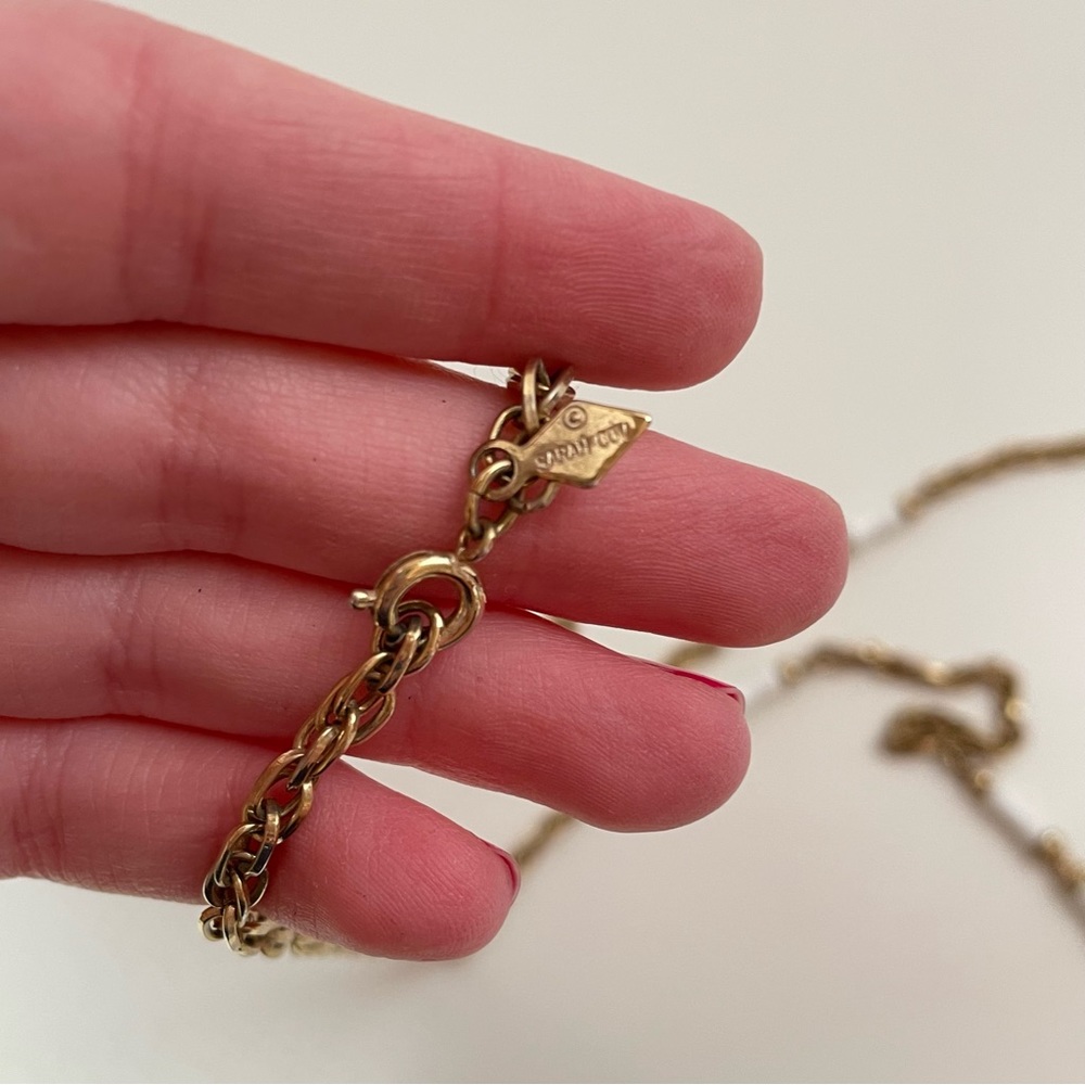 Vintage 70โs SARAH COVENTRY Gold Tone White Enamel Boho Abstract Preppy Necklace - Picture 7 of 11